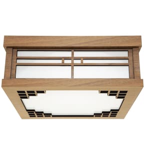 Lustre Decorativo Madeira Plafon Quadrado Itapuã 25Cm