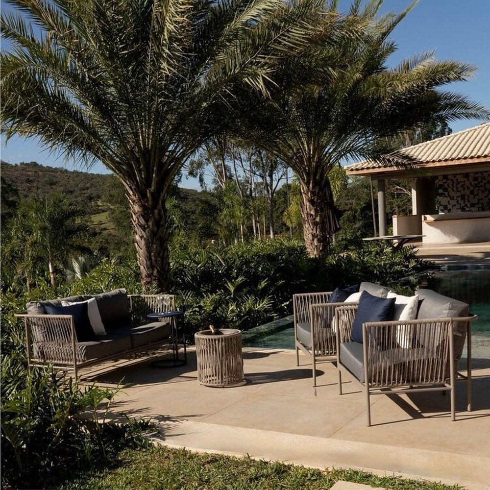 Conjunto Jardim e Varanda 1 Sofá 1 Poltrona 1 Champanheira 1 Mesinha Refúgio Cabecasa Madeiramadeira Champanhe/Cinza Mesclado