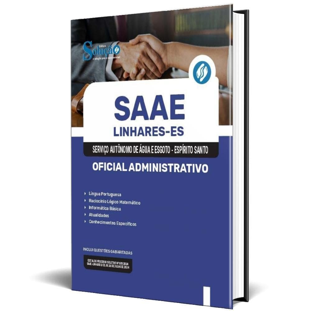 Apostila Saae Linhares Es 2024 - Oficial Administrativo