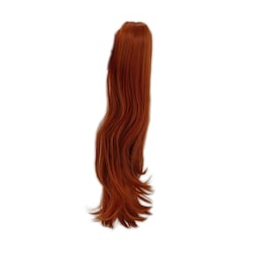 Aplique Rabo De Cavalo Com Piranha Liso 60 Cm Ruivo Fibra