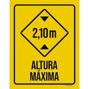 Kit 3 Placas Sinalização - Altura Máxima 2M10 Amarela
