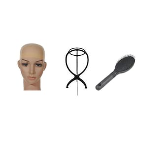 Suporte Peruca + Escova Raquete + Touca Wig Protetora
