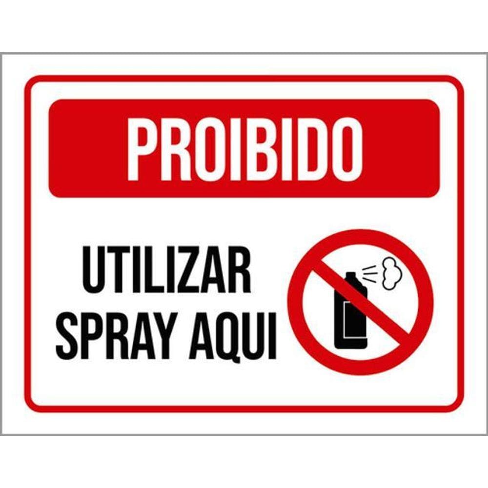 Kit 3 Placas De Sinalização - Proibido Utilizar Spray Aqui