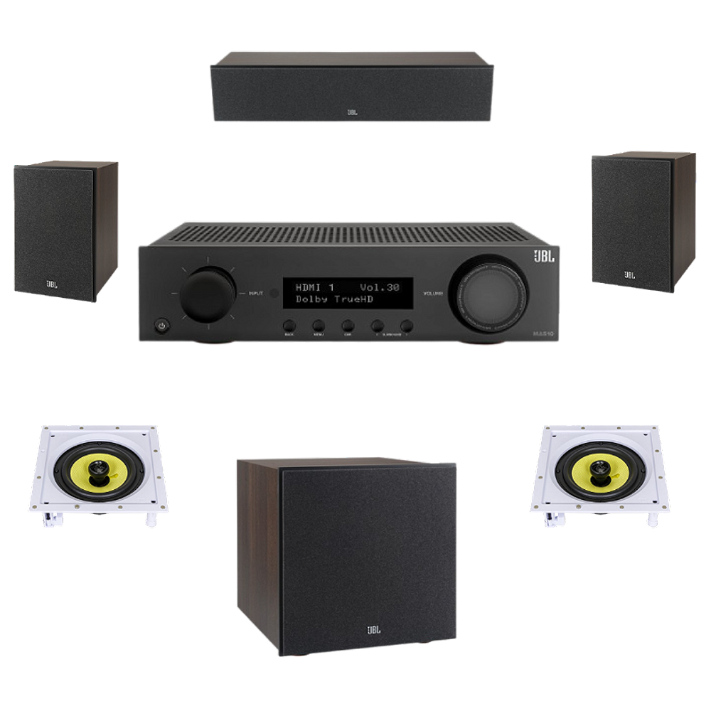 Kit 5.1 JBL Receiver MA510 + 5 Caixas JBL + Subwoofer 200P