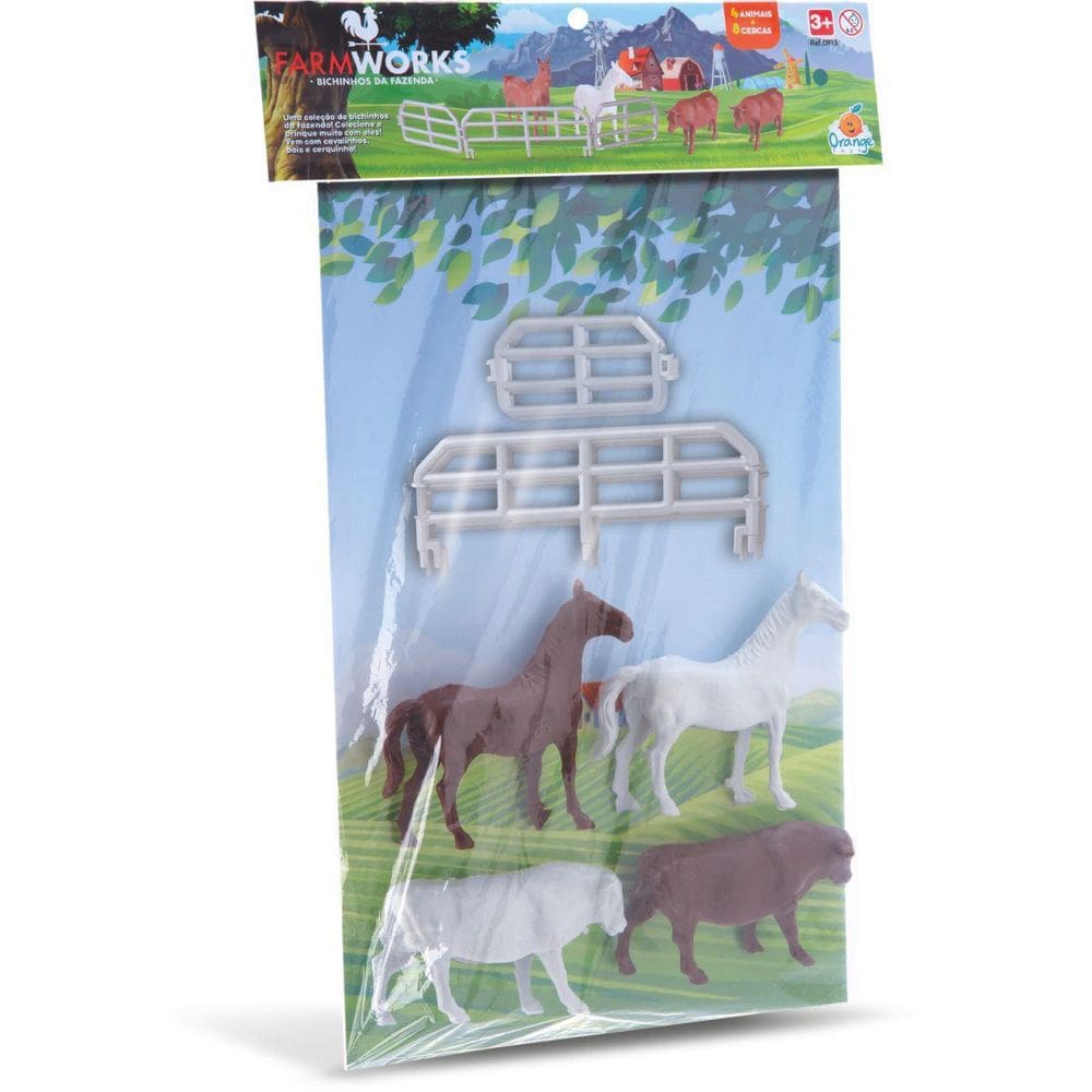 Miniatura Colecionável Fazendinha 4 Bichinhos + 8 Cercas