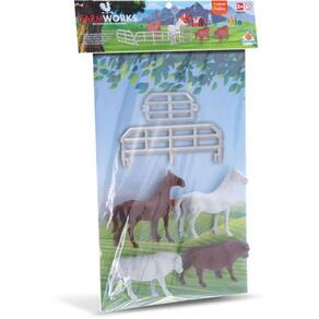 Miniatura Colecionável Fazendinha 4 Bichinhos + 8 Cercas