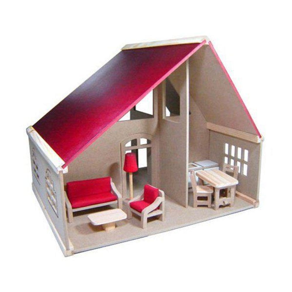 Casinha De Boneca Suíça Com Móveis Madeira Bohney