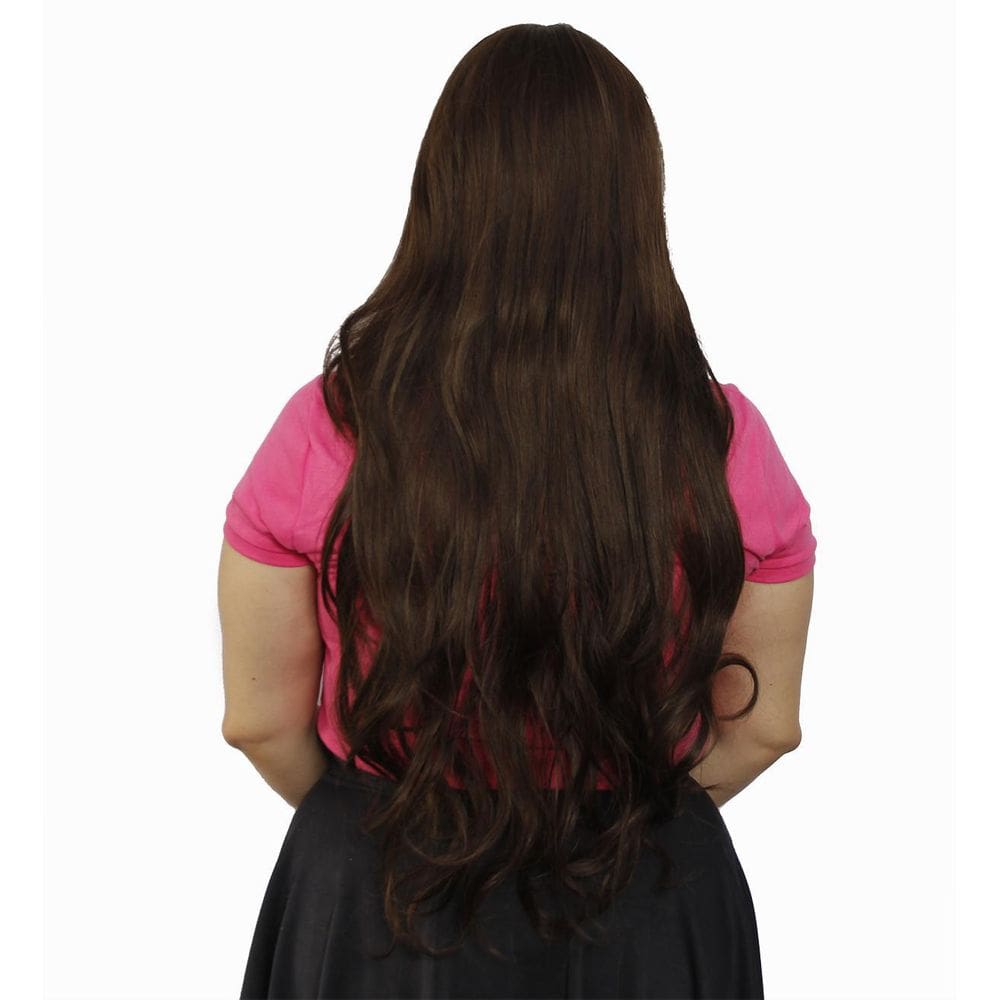 Peruca Lace Wig Ondulada Franjão Chocolate 8 Fibra Futura