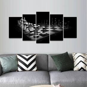 Quadro Decorativo Arte Jogo De Xadrez Para Quarto Mosaico