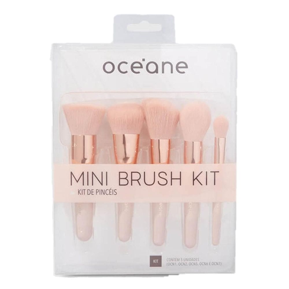 Mini Brush Kit Com 5 Pincéis De Maquiagem Océane