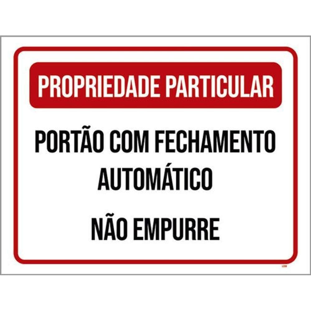 Kit 3 Placas Propriedade Particular Portão Fechamento Verm