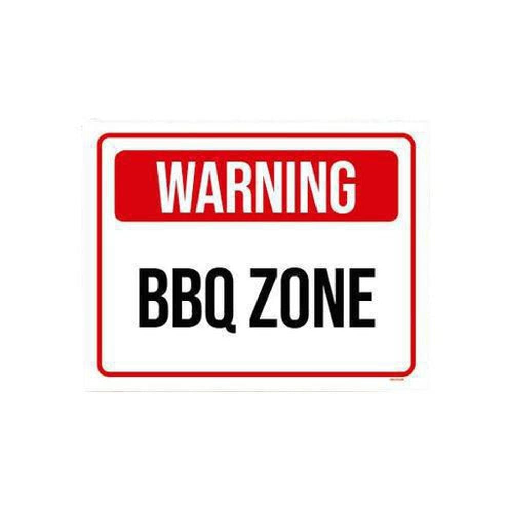Placa Decorativa - Warning Bbq Zone 18X23