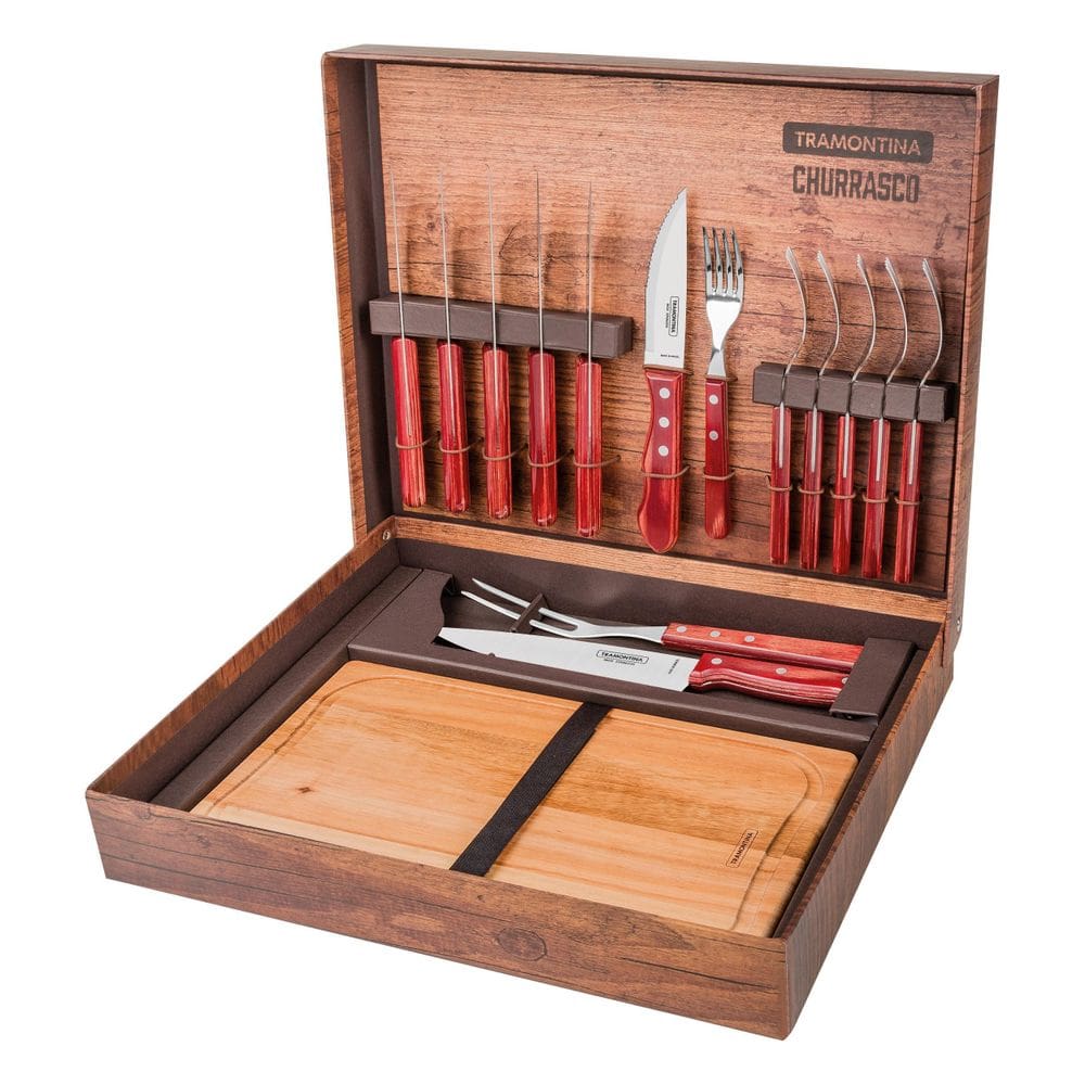 Kit Churrasco 15 Peças Polywood Tramontina Vermelho