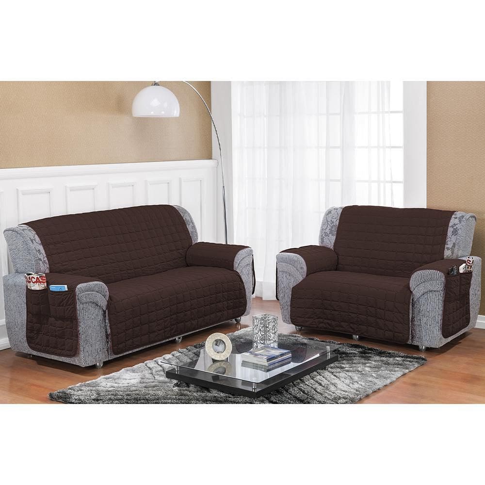 Protetor De Sofá Soft 02 Peças Marrom