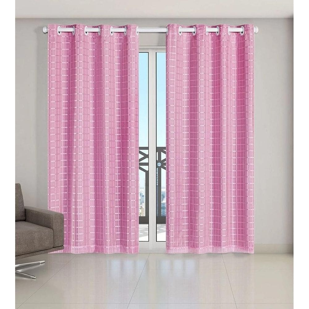 Cortina Voil Xadrez Sala, Quarto E Cozinha 4,00 X 2,80 Rosa