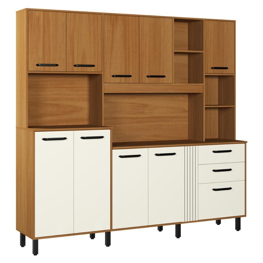 Armário de Cozinha Compacta 210cm com 10 Portas e 2 Gavetas Multimóveis CR20288