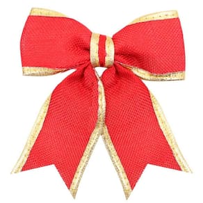 Kit 26 Peças Enfeite árvore Natal Laço Lacinho Vermelho Dourado Brilhante 14cm