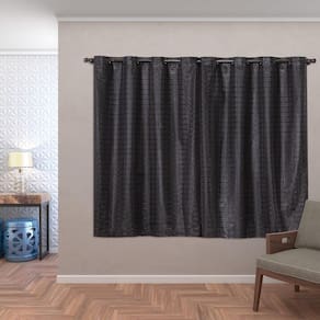 Cortina Blackout Pvc Com Tecido Voil Xadrez 2,80X1,60 Preto