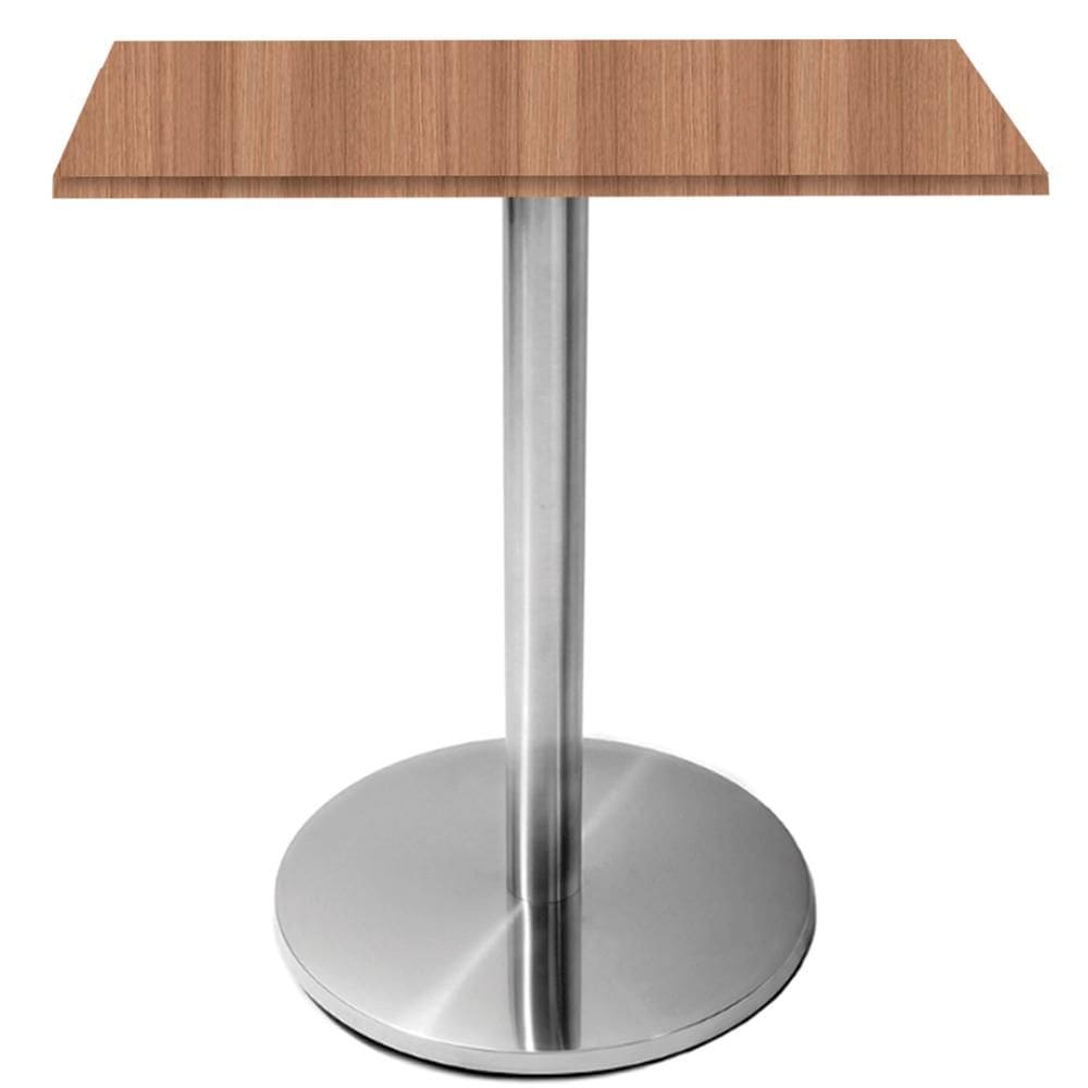 Mesa Beta Inox 75 cm (Altura) Disco Redondo Tampo MDP Quadrado 70 cm (Larg) x 2,50 cm (Alt) Naturalle