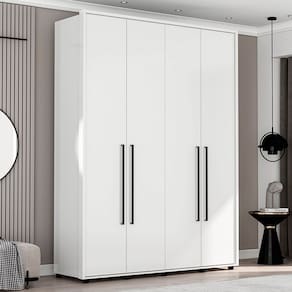 Guarda-Roupa Solteiro Coimbra 4 Portas 3 Gavetas Branco - Politorno
