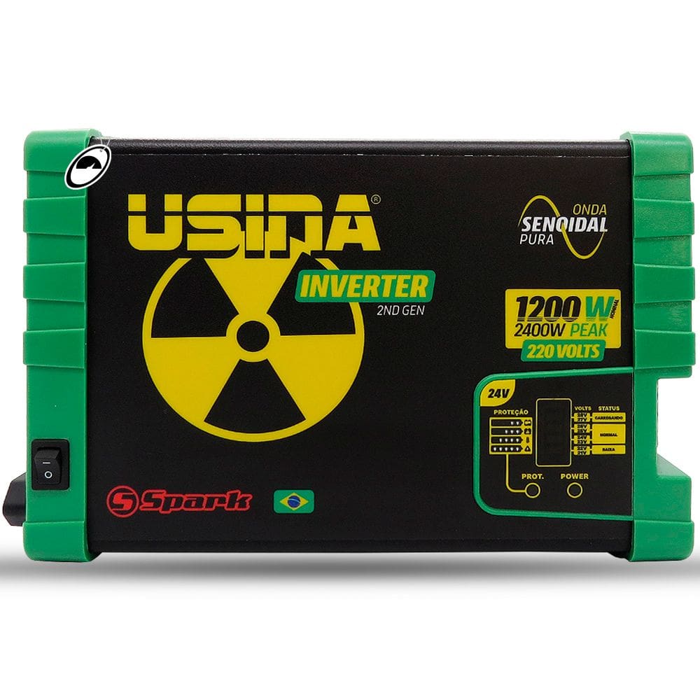 Inversor de Tensão Senoidal Usina Inverter 1200W 24VDC 220VAC 2400W Peak