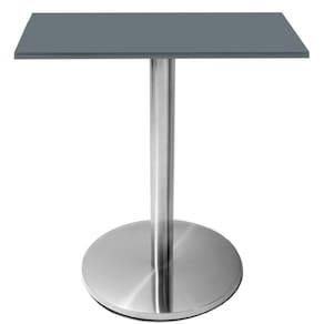 Mesa Beta Inox 75 cm (Altura) Disco Redondo Tampo MDP Quadrado 70 cm (Larg) x 2,50 cm (Alt) Grafito
