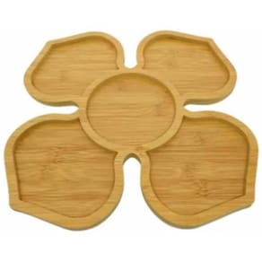 Petisqueira Bambu Flor Com 5 Divisórias 30X30Cm