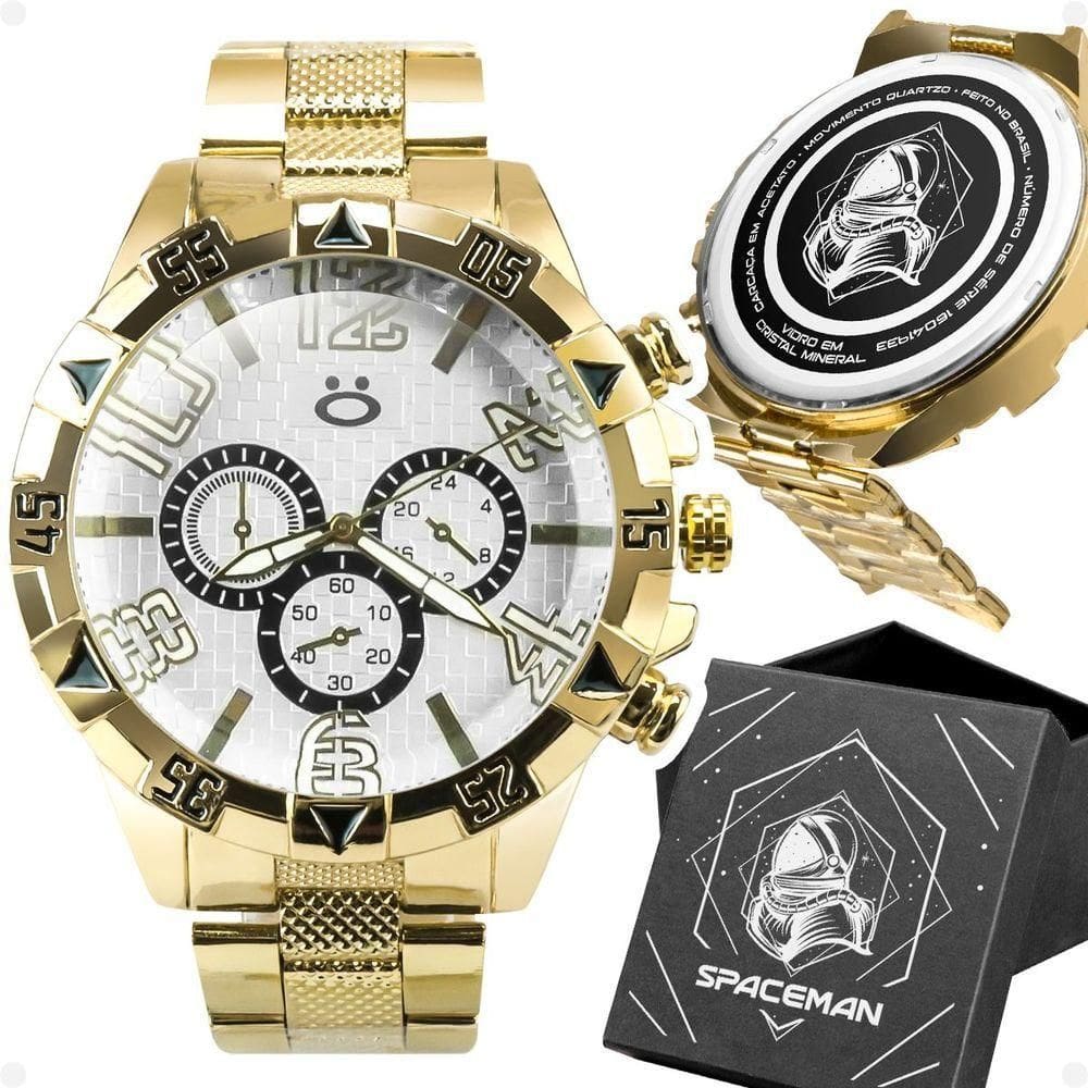 Relogio Masculino Caixa Dourado Banhado Presente Social