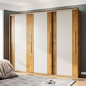 Guarda-Roupa Casal Sevilha 3 Portas 4 Gavetas Flex Freijo/Off White