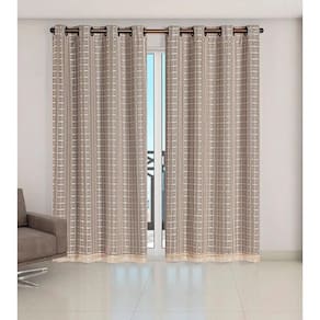 Cortina Voil Xadrez Sala, Quarto E Cozinha 2,00 X 1,70 Avelã