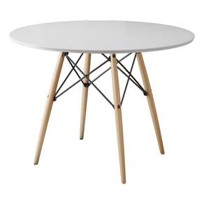 Mesa Dkr Eames Eiffel Redondo Tampo de Madeira 90cm Branco