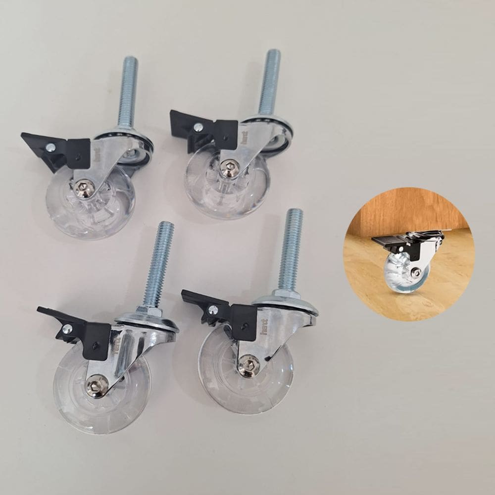 Rodízio de Silicone Pino Rosca 3/8 Com Trava 50mm Hardt 4 Unidades