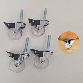 Rodízio de Silicone Pino Rosca 3/8 Com Trava 50mm Hardt 4 Unidades