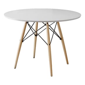 Mesa Eames Eiffel Redondo Tampo de Madeira 110cm Branco