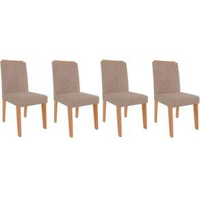 Cadeira Sala de Jantar Clarice Kit 4 Un Nature-Madeirado/Linho Bege - Cimol