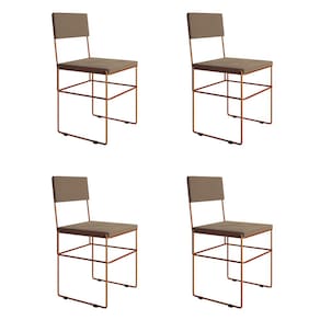 Kit 4 Cadeiras de Jantar Industrial Estofadas Veludo Bege Base Cobre Vitoria