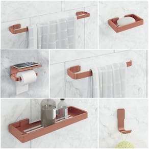 Kit Acessórios Para Banheiro Rose 6 Peças C/ Suporte Celular