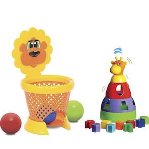 Kit 2 Brinquedos Girafa + BasketBall - Coordenação e Cores