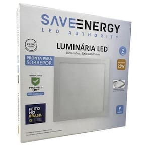 Plafon Led Sobrepor 30X30 25W Branco Neutro 4000K Save