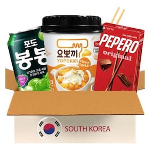 Kit Experiência Coreana Yopokki Queijo, Pepero & Bonbon Uva