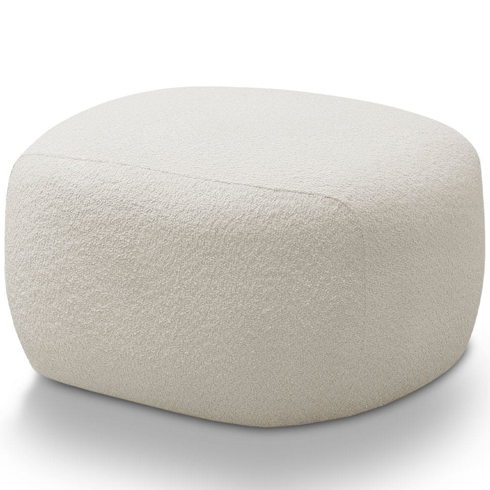 Puff Decorativo Orgânico Para Sala de Estar Living Barolo L06 Bouclê Branco - Lyam Decor