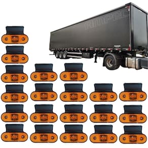 Kit 20 Lanterna Lateral Led Carreta Facchini Suporte Amarela