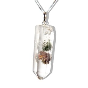 Colar Pontinha Pedra Cristal com Lodolita Montagem Prata 950
