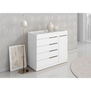 Cômoda Sevilha 1 Porta 5 Gavetas com Porta Joia Branco - Aramoveis