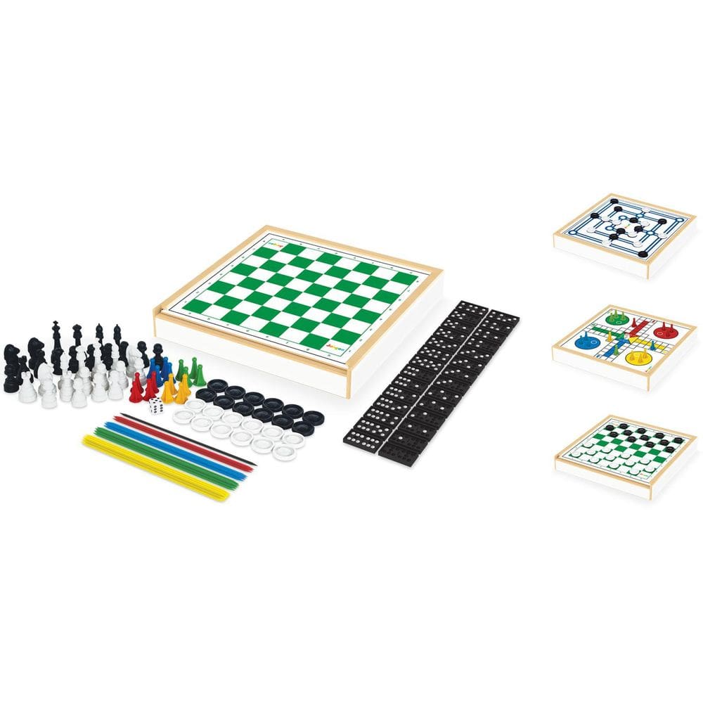 Jogo 6 em 1 - Xadrez, Damas, Trilha e Mais - Junges