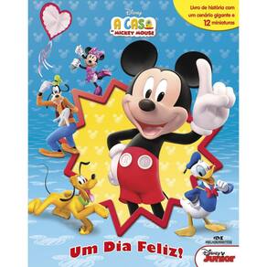 Livro Casa Mickey Mouse - Um Dia Feliz - Com 12 Miniaturas
