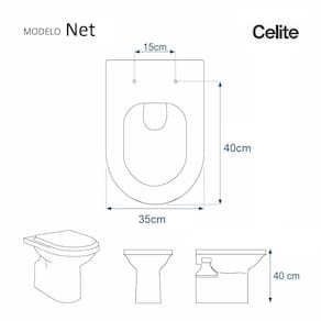 Assento Sanitário Poliester Net Branco para vaso Celite