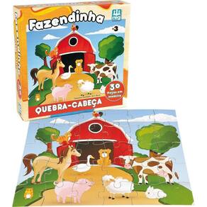 Quebra Cabeça Em Madeira - 30 Peças - Fazendinha - Nig