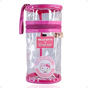 Necessaire Cilíndrica Transparente Hello Kitty by Klass Vough Rosa Kchk-06sr