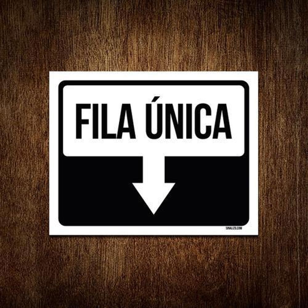 Placa Sinalização - Seta Fila Única 27X35